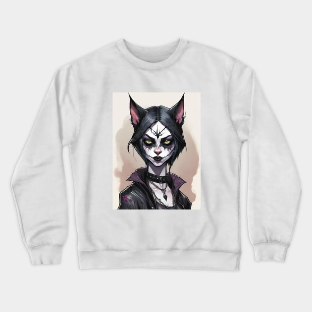 Goth Cat Girl Crewneck Sweatshirt by Viper Unconvetional Concept